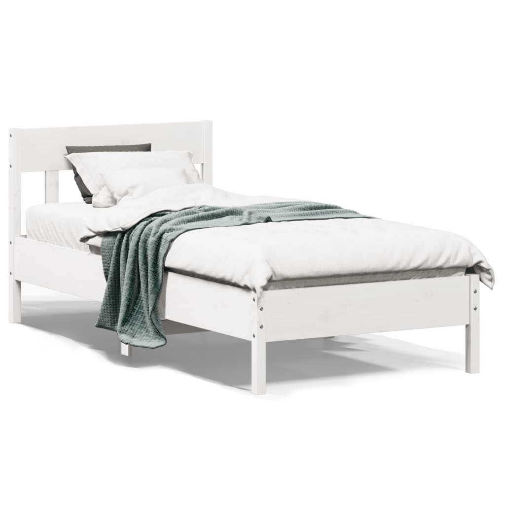 Cama sem colchão 90x200 cm madeira de pinho maciça branco