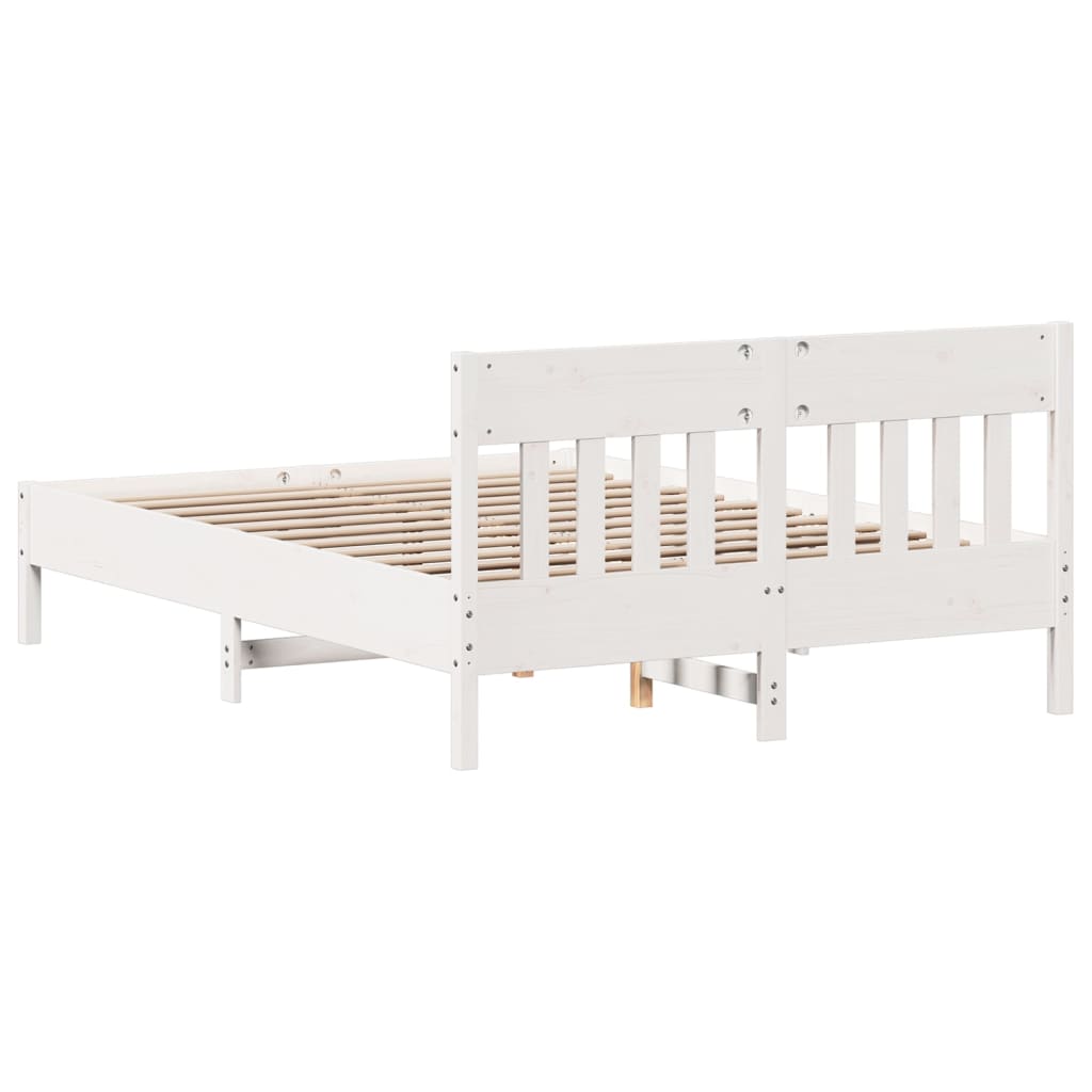 Cama sem colchão 140x190 cm madeira de pinho maciça branco