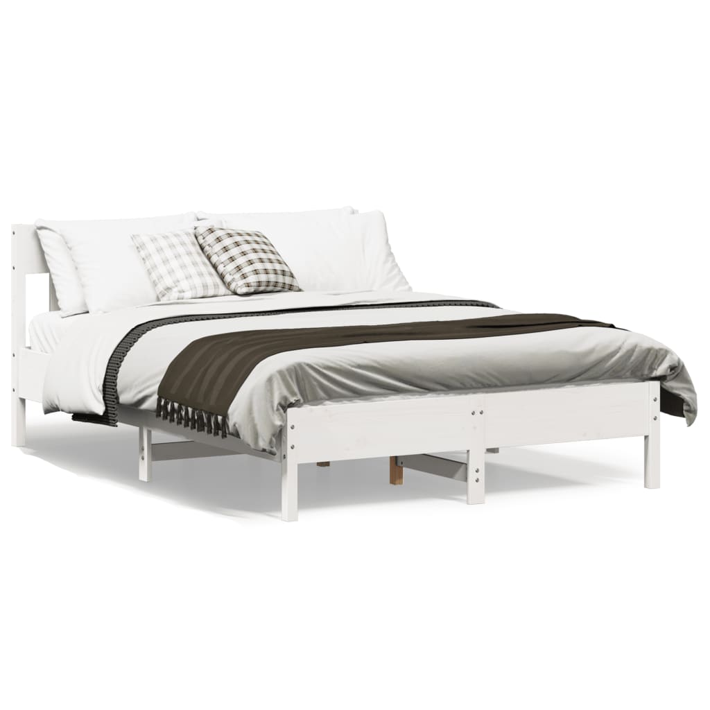 Cama sem colchão 135x190 cm madeira de pinho maciça branco
