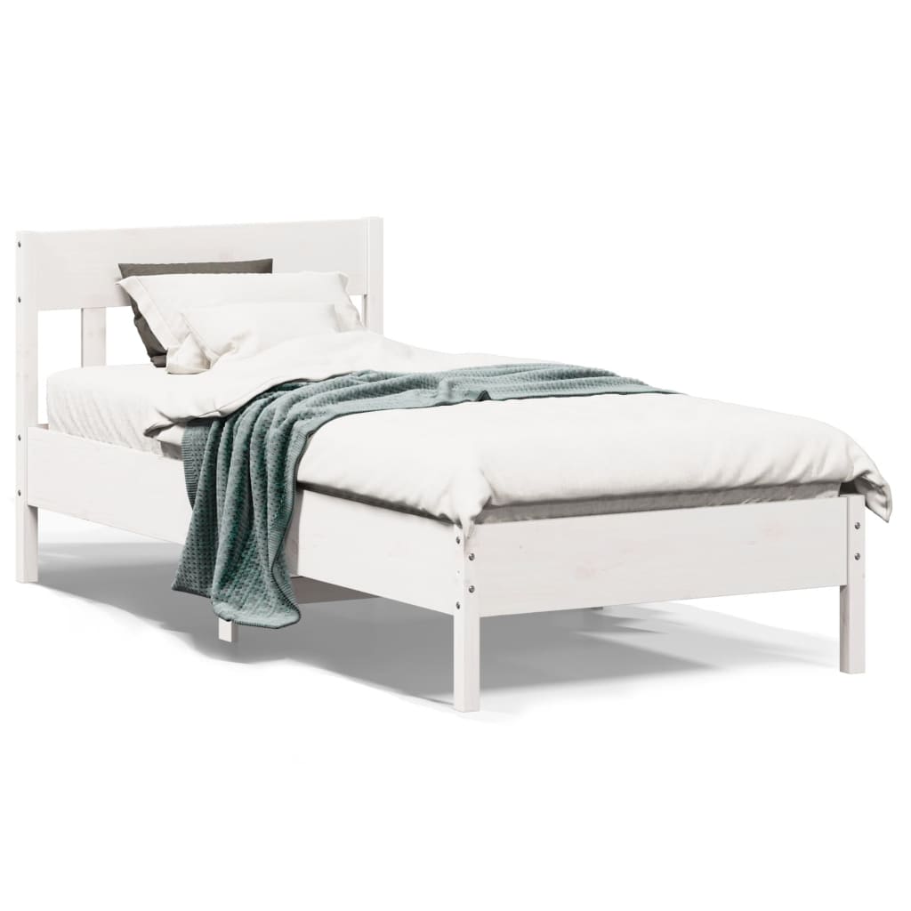 Cama sem colchão 90x190 cm madeira de pinho maciça branco