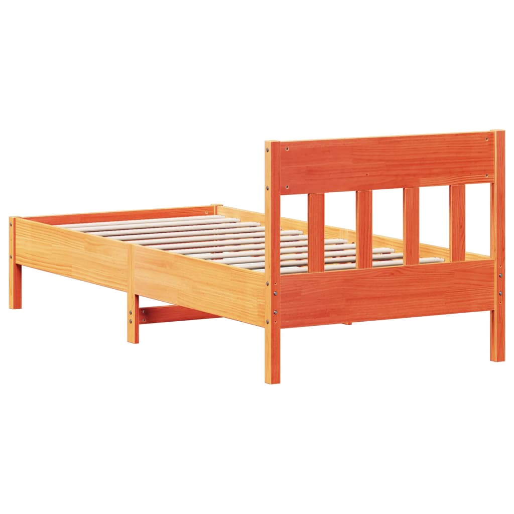 Cama sem colchão 90x190 cm madeira de pinho maciça castanho-mel