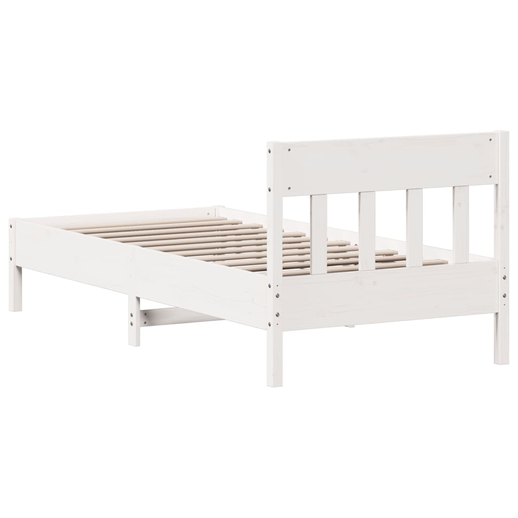Cama sem colchão 75x190 cm madeira de pinho maciça branco