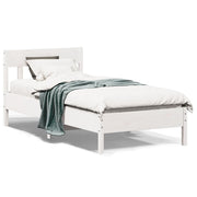 Cama sem colchão 75x190 cm madeira de pinho maciça branco