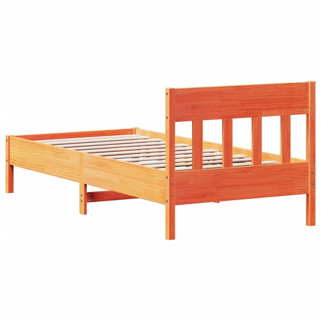 Cama sem colchão 75x190 cm madeira de pinho maciça castanho-mel