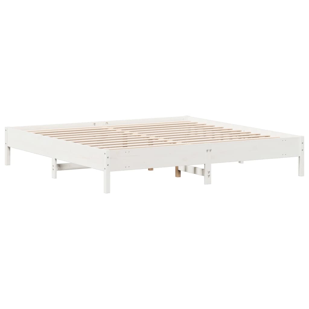 Cama sem colchão 200x200 cm madeira de pinho maciça branco