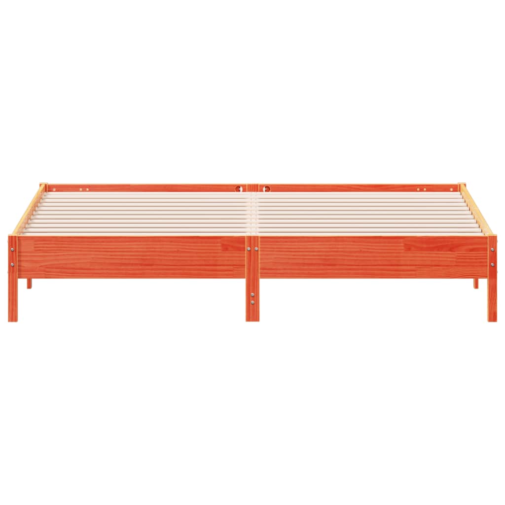 Cama sem colchão 200x200 cm pinho maciço castanho-mel