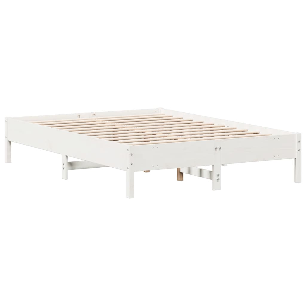 Cama sem colchão 150x200 cm madeira de pinho maciça branco