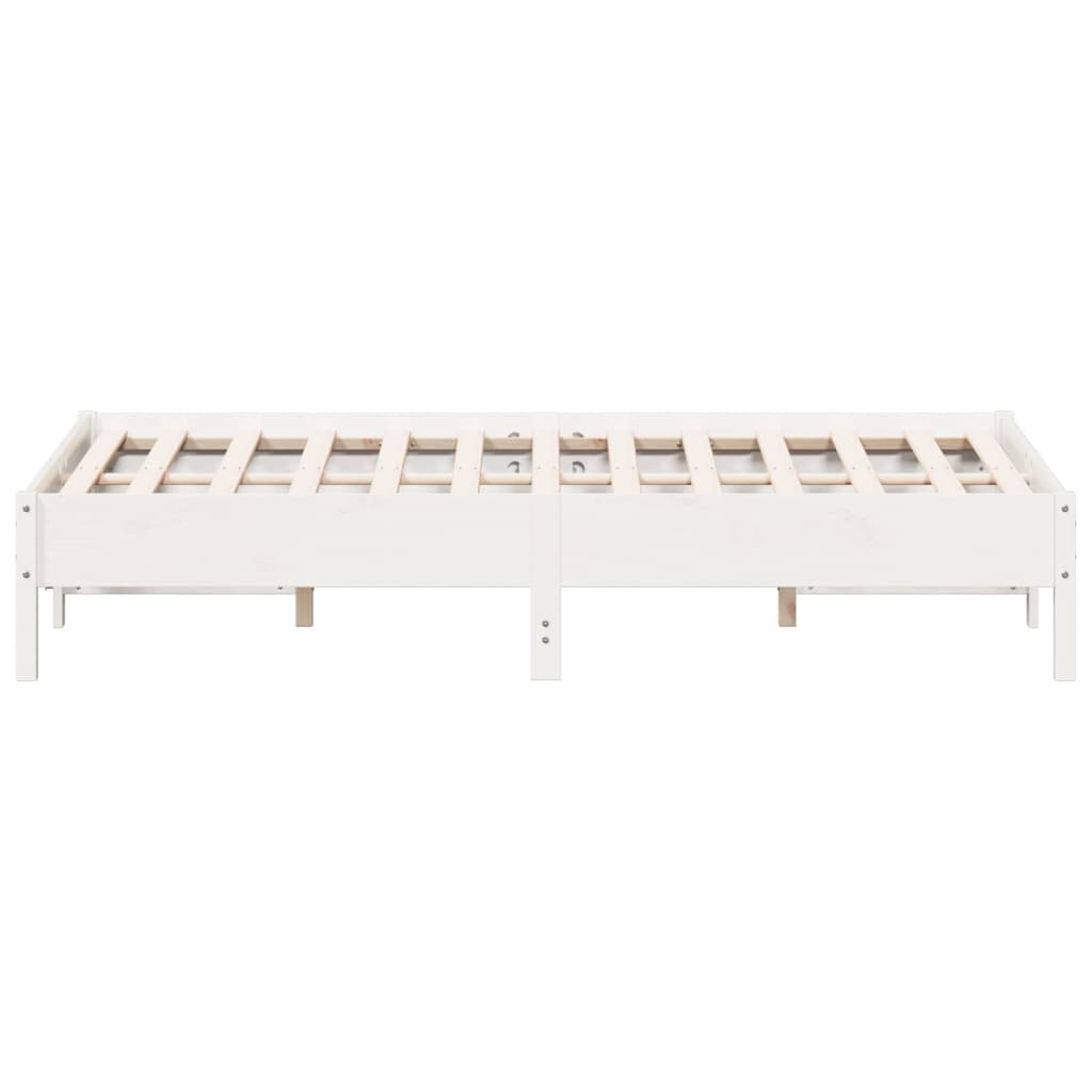 Cama sem colchão 140x200 cm madeira de pinho maciça branco