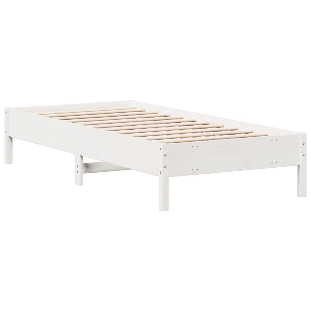 Cama sem colchão 100x200 cm madeira de pinho maciça branco