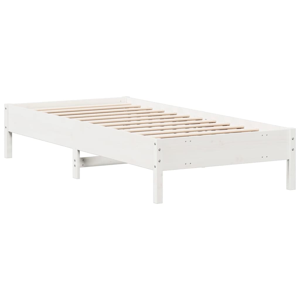 Cama sem colchão 90x200 cm madeira de pinho maciça branco