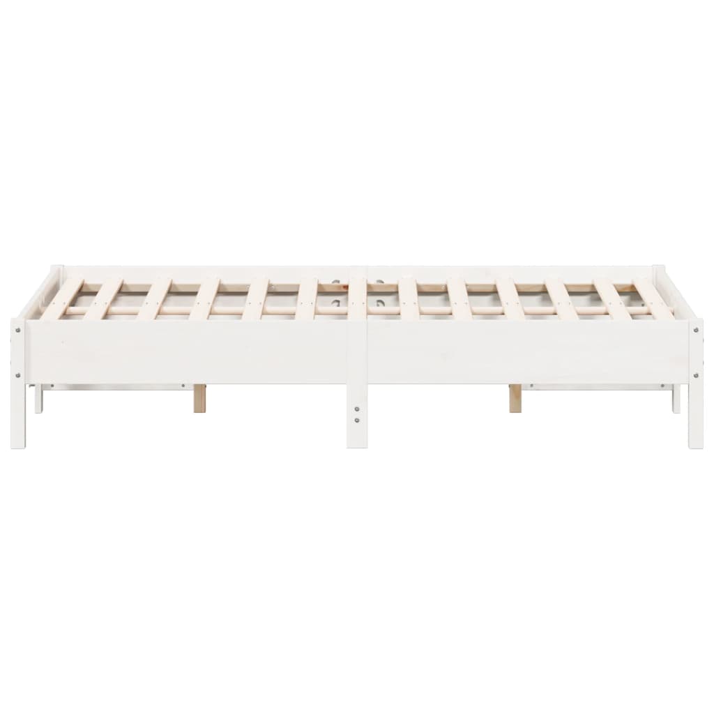 Cama sem colchão 140x190 cm madeira de pinho maciça branco