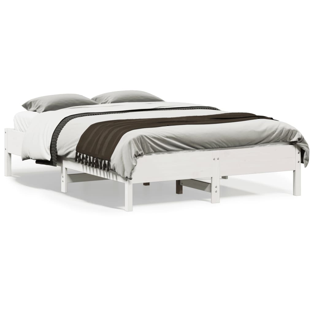 Cama sem colchão 140x190 cm madeira de pinho maciça branco