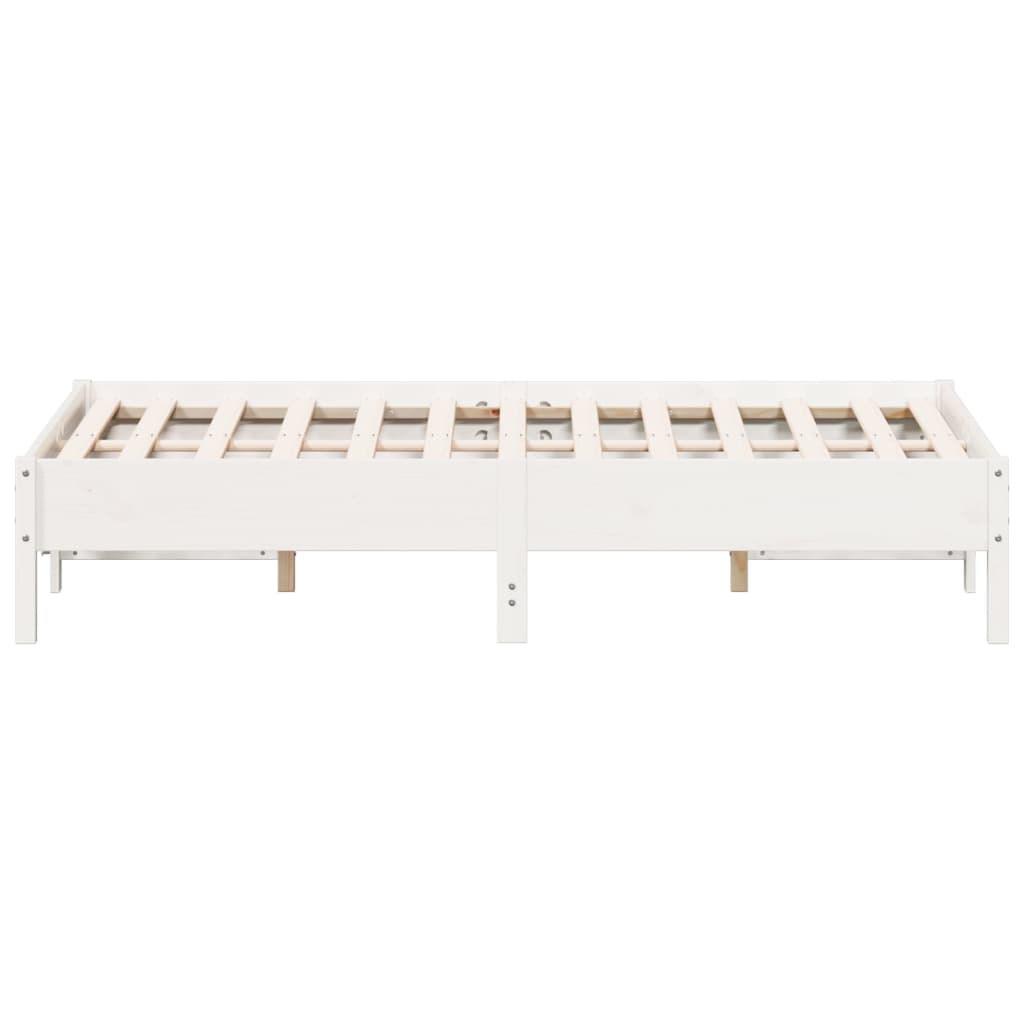 Cama sem colchão 135x190 cm madeira de pinho maciça branco
