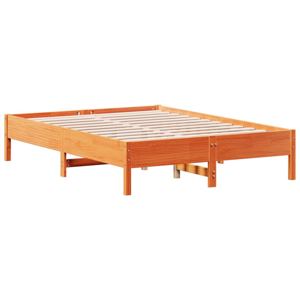 Cama sem colchão 120x190 cm madeira pinho maciça castanho-mel