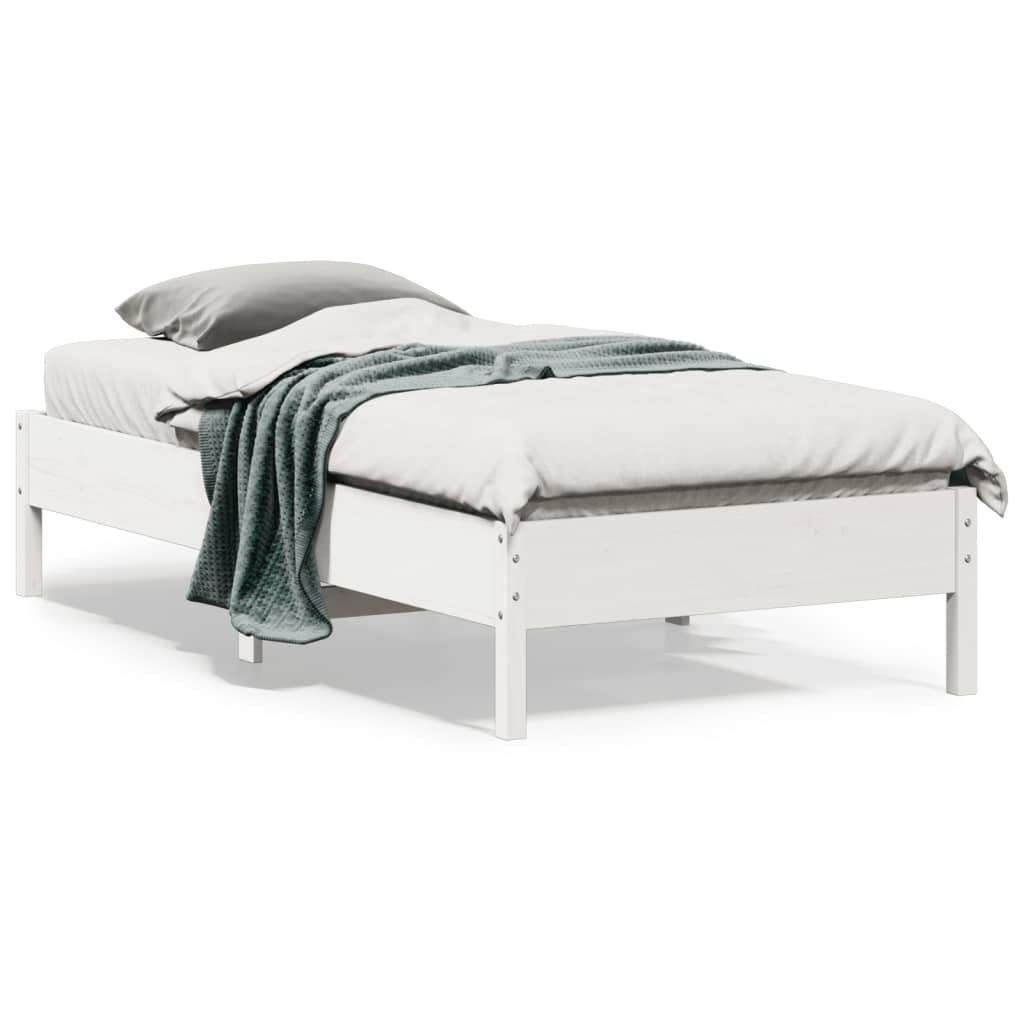 Cama sem colchão 90x190 cm madeira de pinho maciça branco