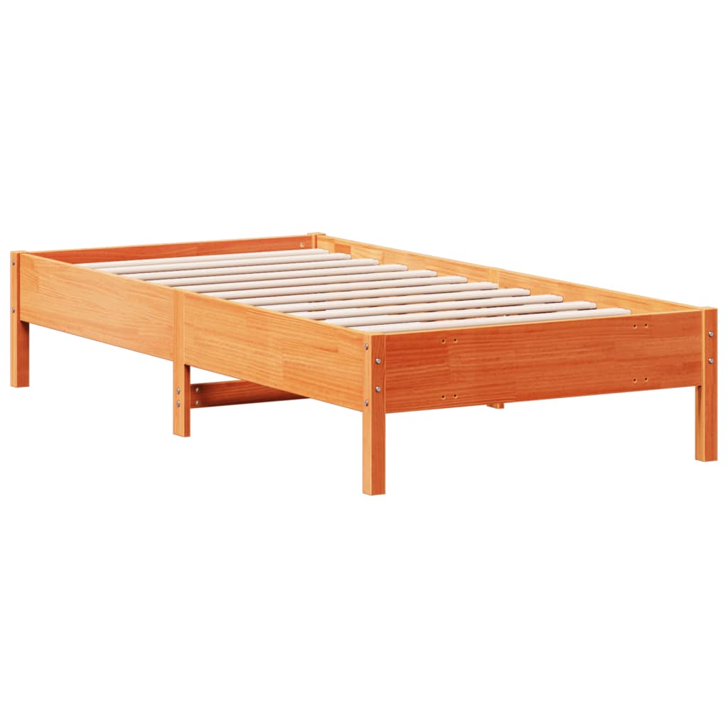 Cama sem colchão 90x190 cm madeira de pinho maciça castanho-mel