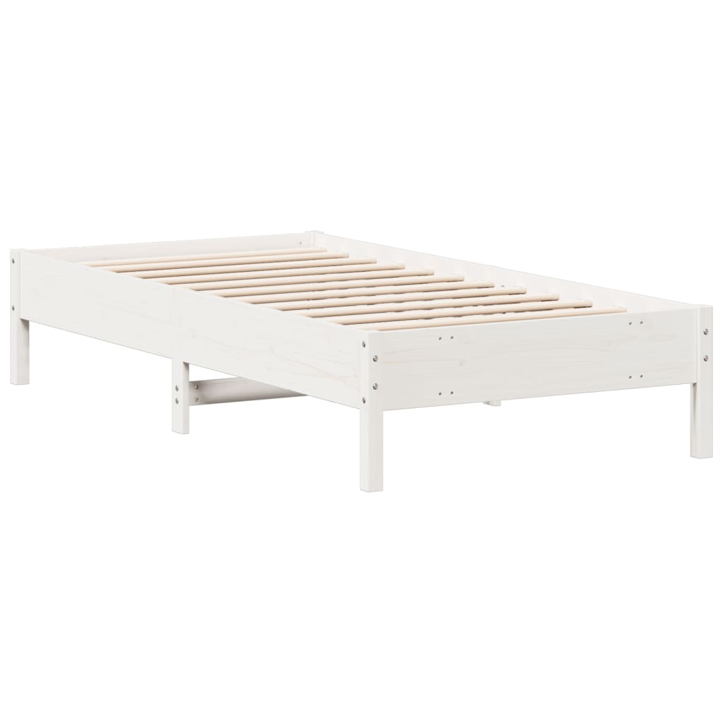 Cama sem colchão 75x190 cm madeira de pinho maciça branco
