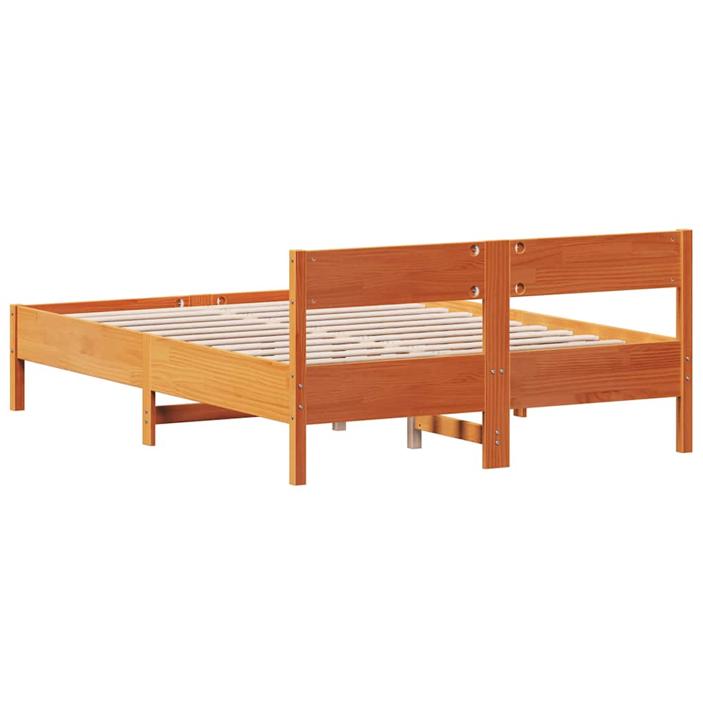 Cama sem colchão 150x200 cm madeira pinho maciça castanho-mel