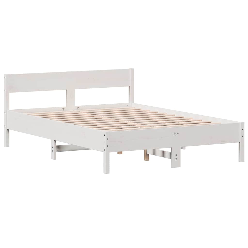 Cama sem colchão 140x200 cm madeira de pinho maciça branco