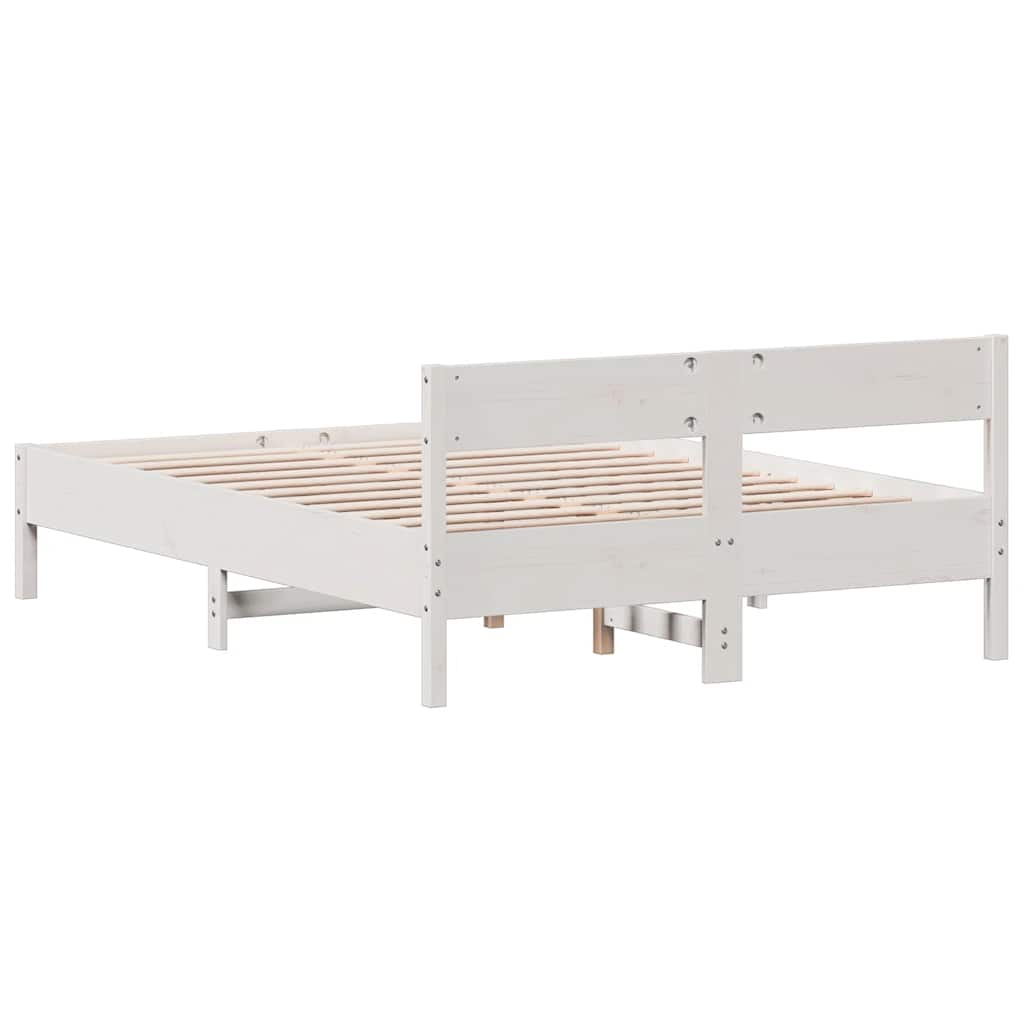 Cama sem colchão 140x200 cm madeira de pinho maciça branco