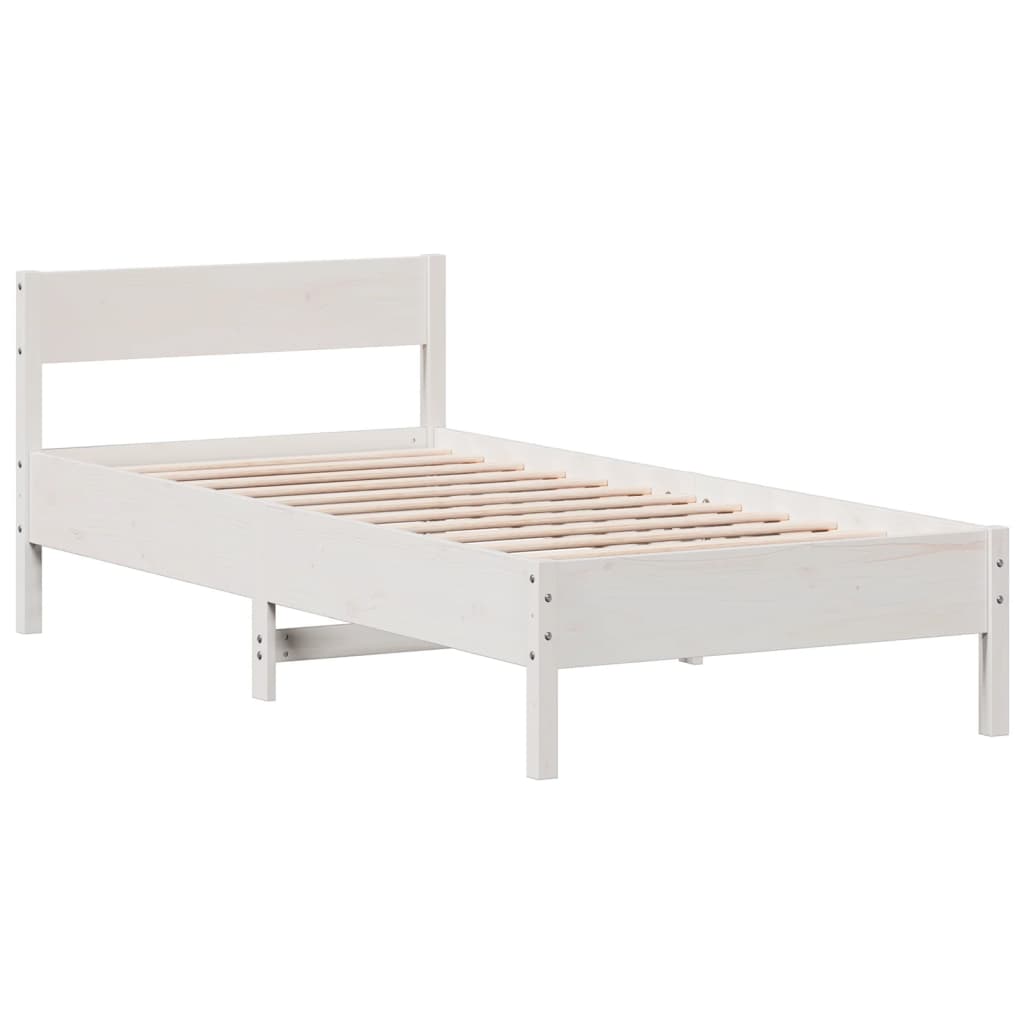 Cama sem colchão 100x200 cm madeira de pinho maciça branco