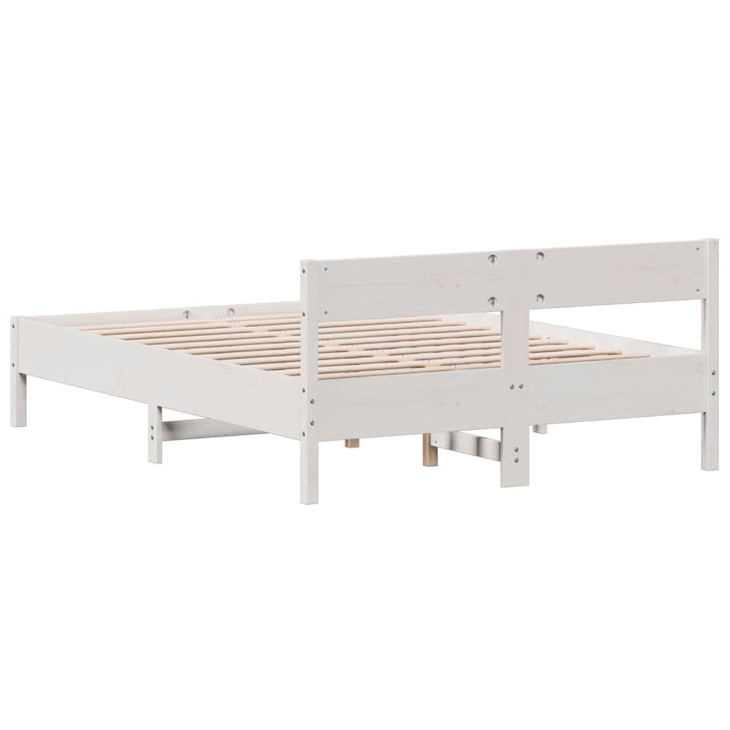 Cama sem colchão 135x190 cm madeira de pinho maciça branco