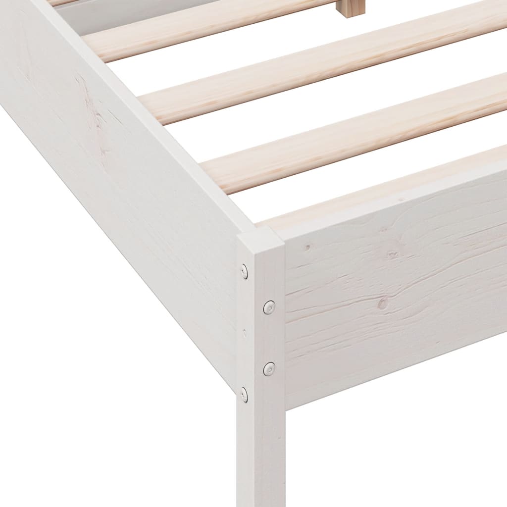 Cama sem colchão 120x190 cm madeira de pinho maciça branco