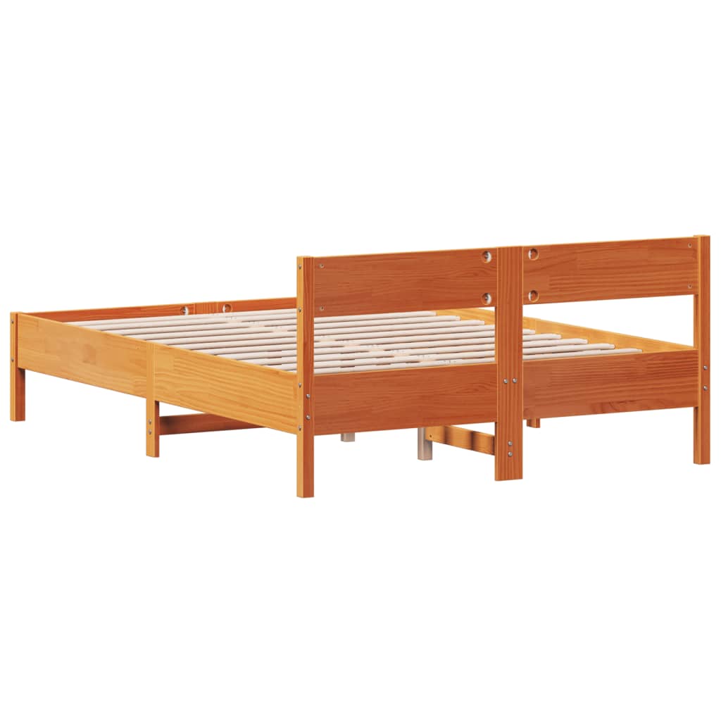 Cama sem colchão 120x190 cm madeira pinho maciça castanho-mel
