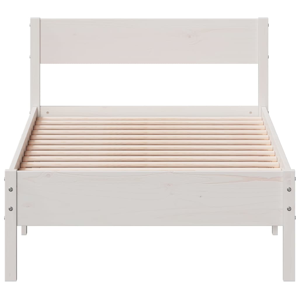 Cama sem colchão 90x190 cm madeira de pinho maciça branco