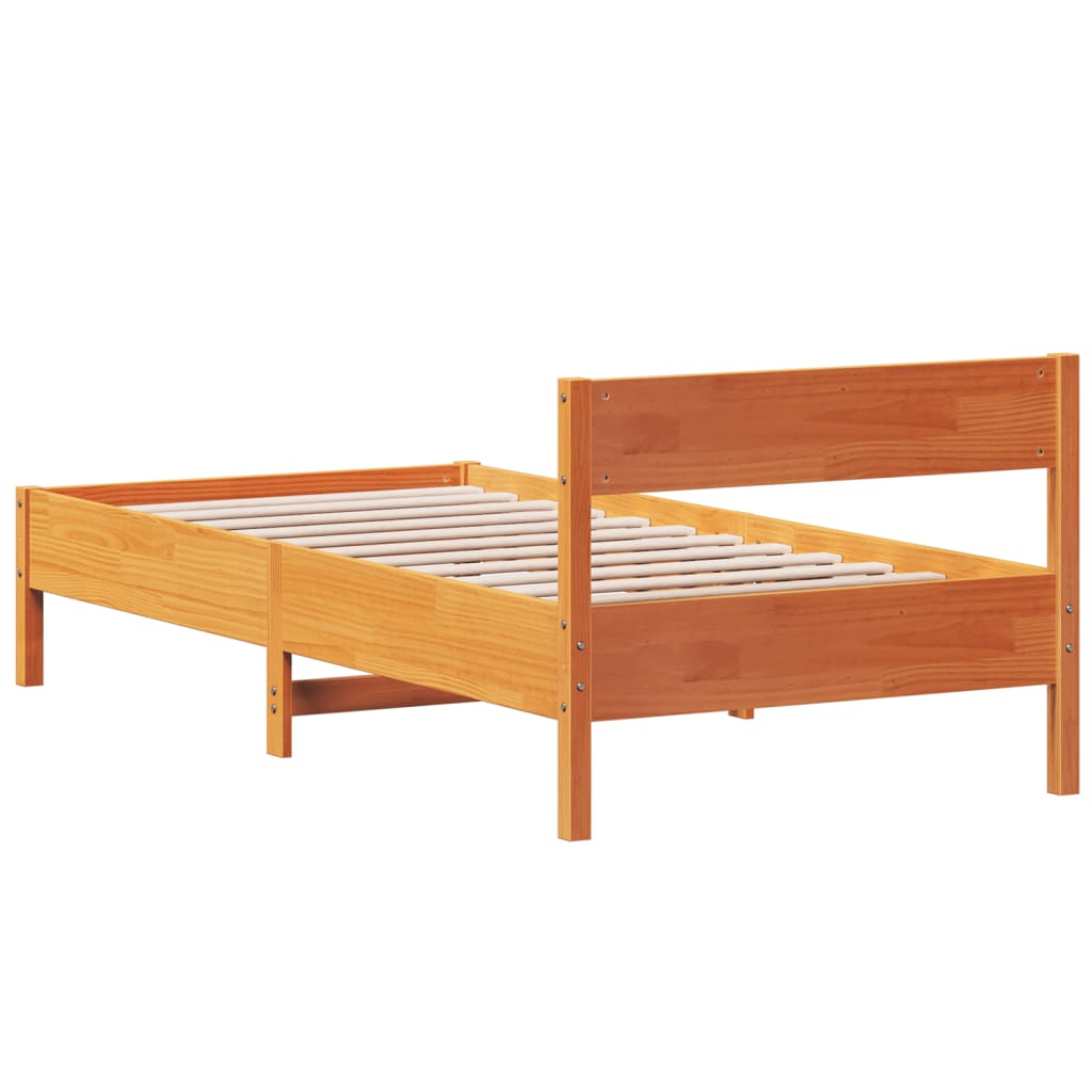 Cama sem colchão 90x190 cm madeira de pinho maciça castanho-mel