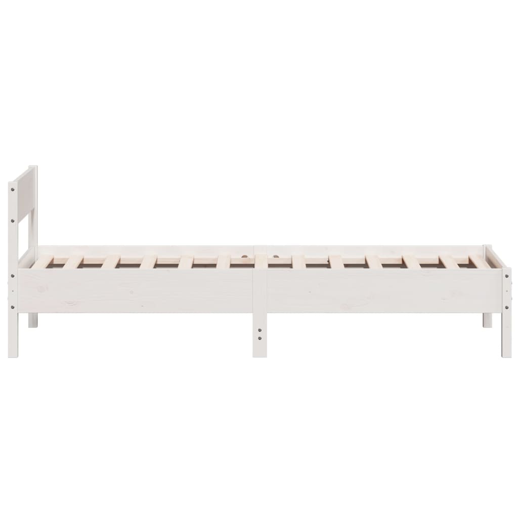Cama sem colchão 75x190 cm madeira de pinho maciça branco