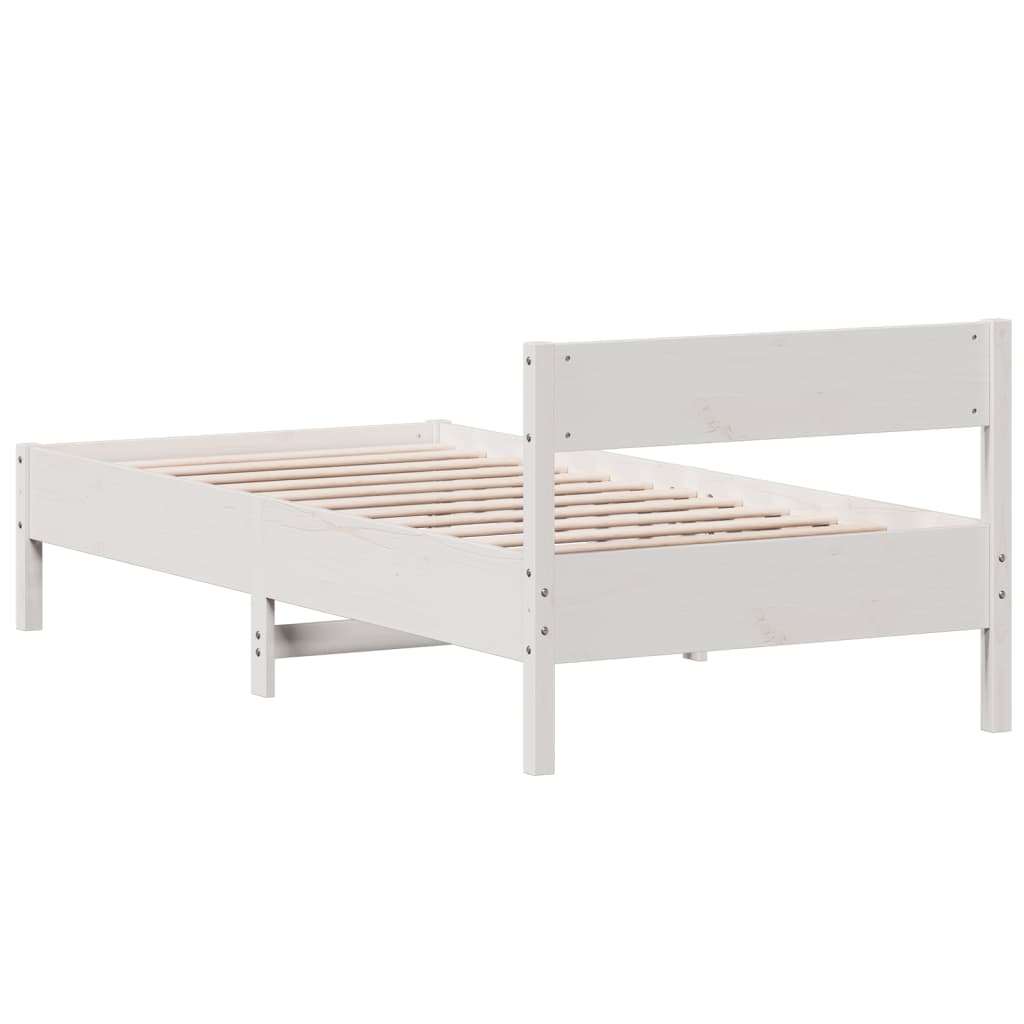 Cama sem colchão 75x190 cm madeira de pinho maciça branco