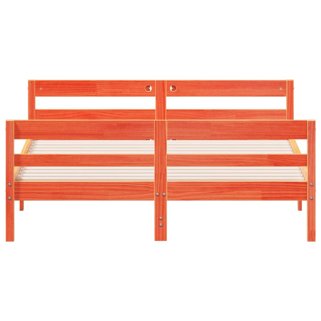 Cama sem colchão 120x200 cm madeira pinho maciça castanho-mel