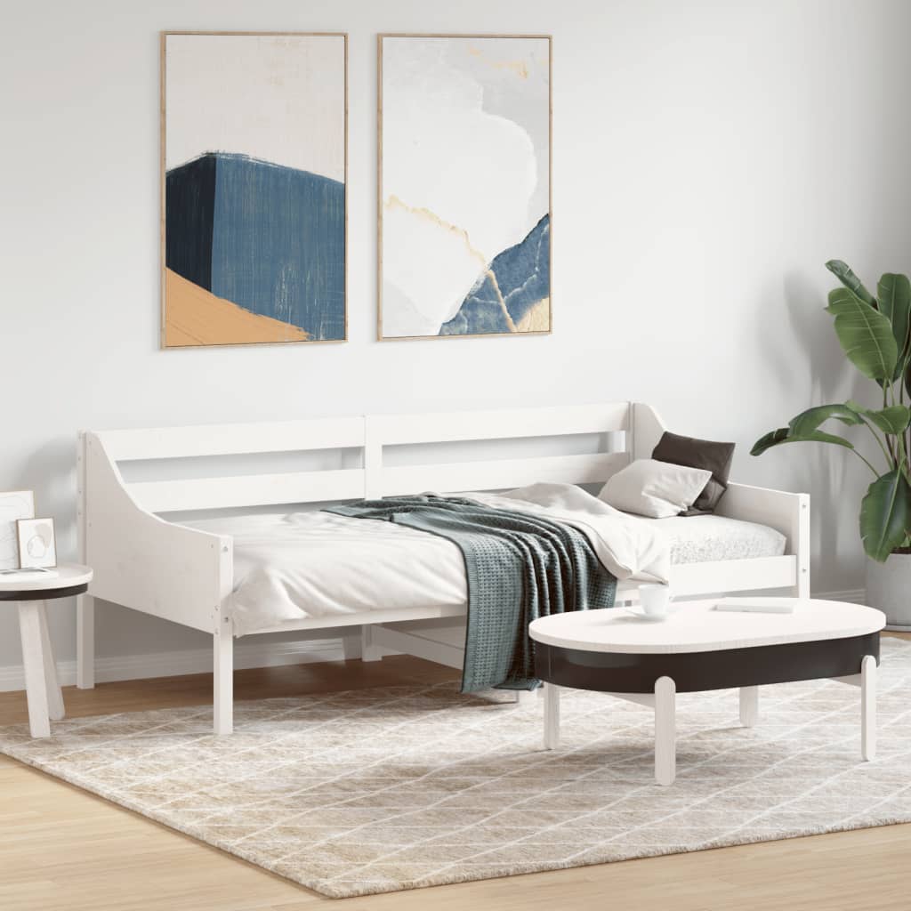 Sofá-cama sem colchão 90x190 cm madeira de pinho maciça branco