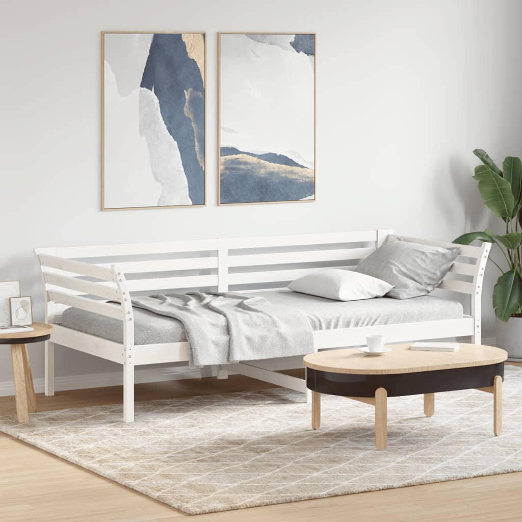 Sofá-cama sem colchão 90x200 cm madeira de pinho maciça branco