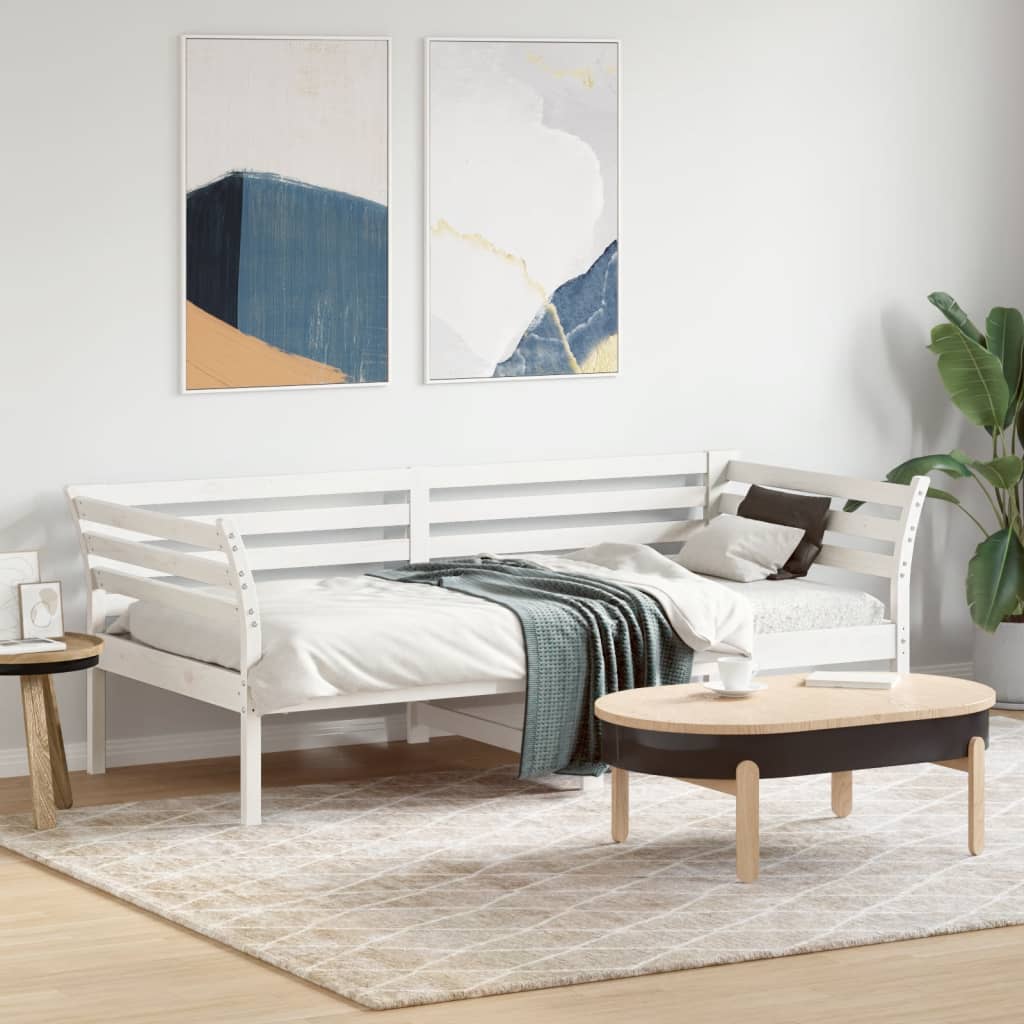 Sofá-cama sem colchão 90x190 cm madeira de pinho maciça branco