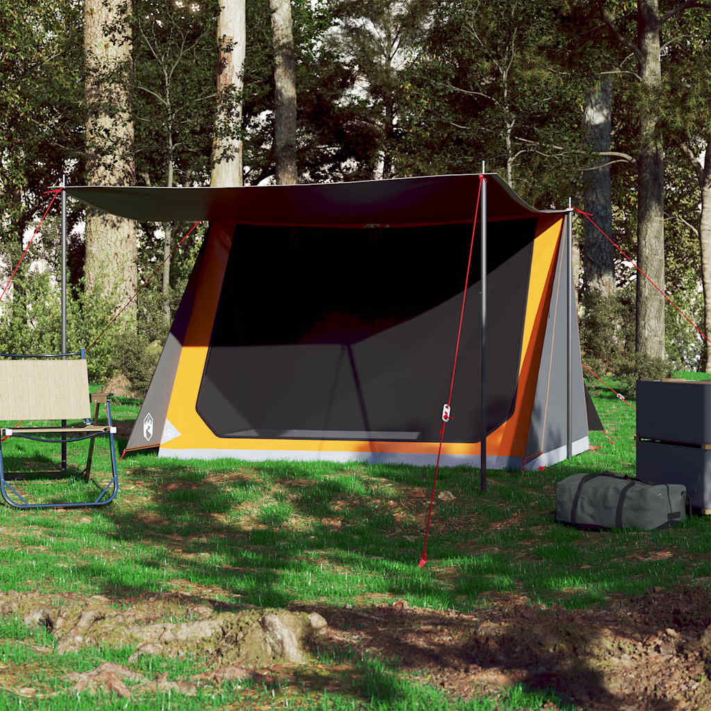 Tenda de campismo p/ 2 pessoas tecido impermeável cinza/laranja