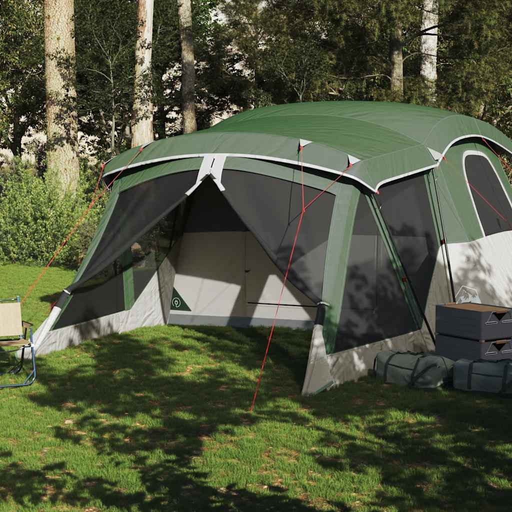Tenda de campismo c/ avançado para 4 pessoas impermeável verde