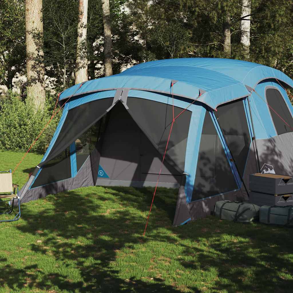 Tenda de campismo c/ avançado para 4 pessoas impermeável azul
