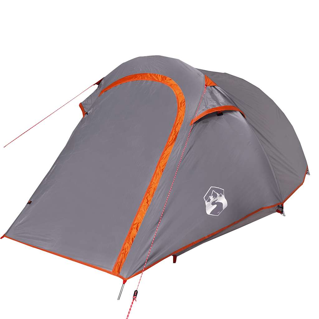 Tenda de campismo túnel p/ 2 pessoas impermeável cinza/laranja
