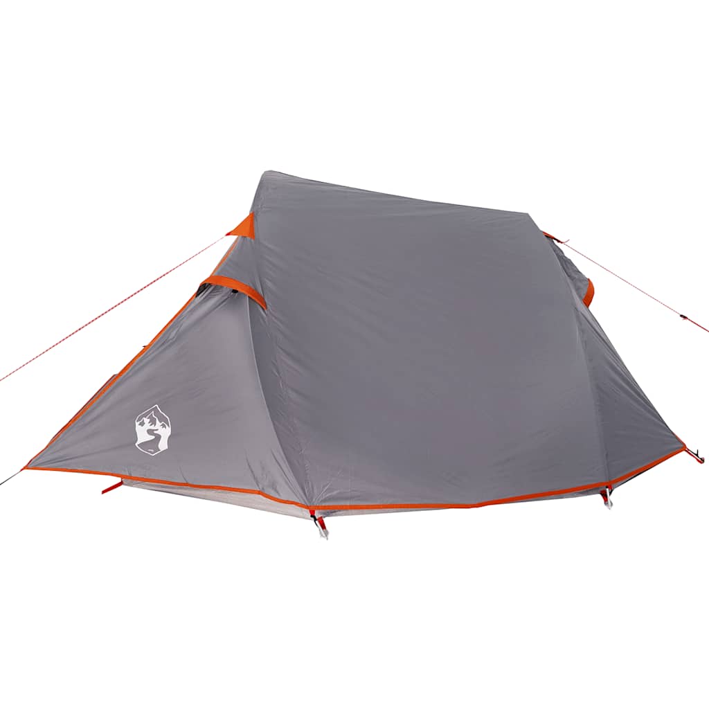 Tenda de campismo túnel p/ 2 pessoas impermeável cinza/laranja