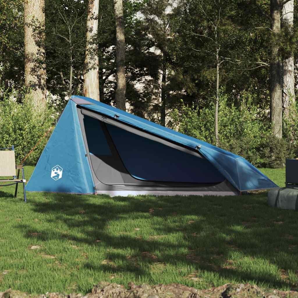 Tenda de campismo túnel para 1 pessoa impermeável azul