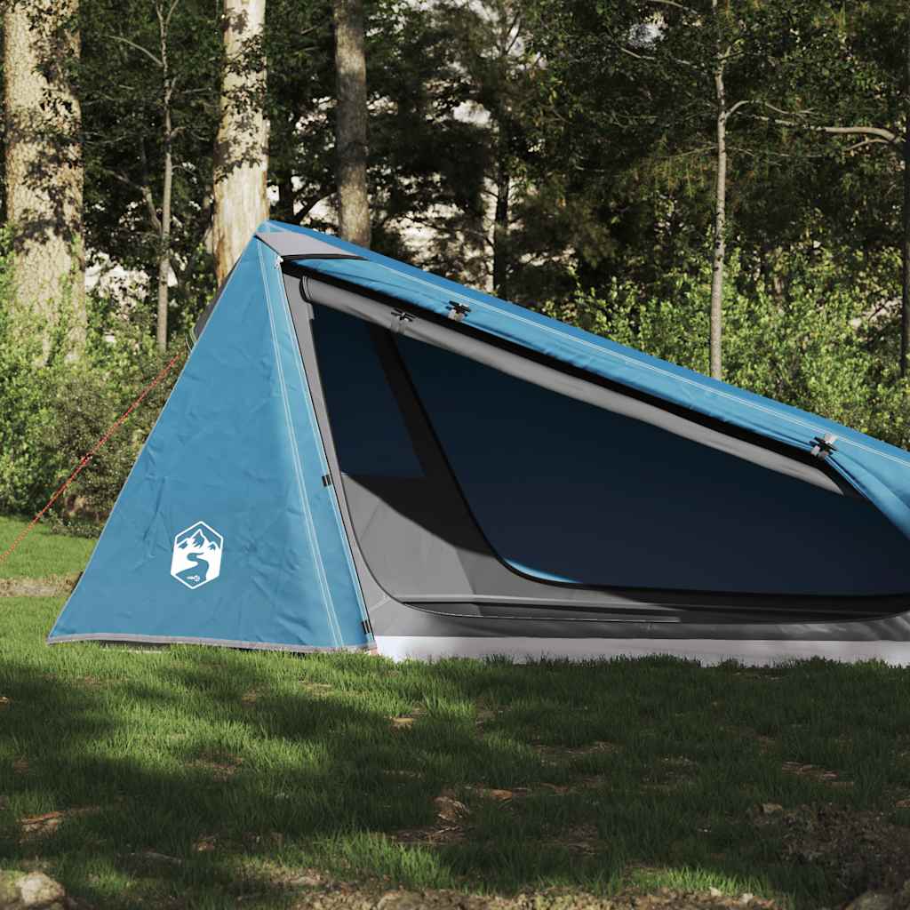 Tenda de campismo túnel para 1 pessoa impermeável azul