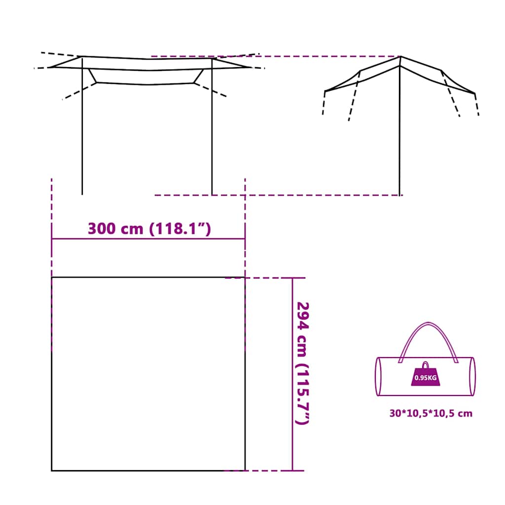 Lona de campismo 300x294 cm impermeável cinzento e laranja