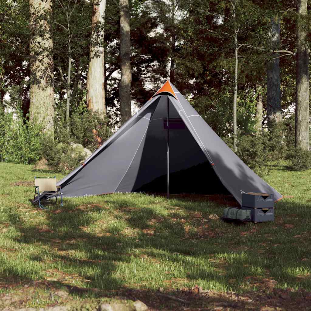 Tenda familiar tipi para 7 pessoas impermeável cinza/laranja
