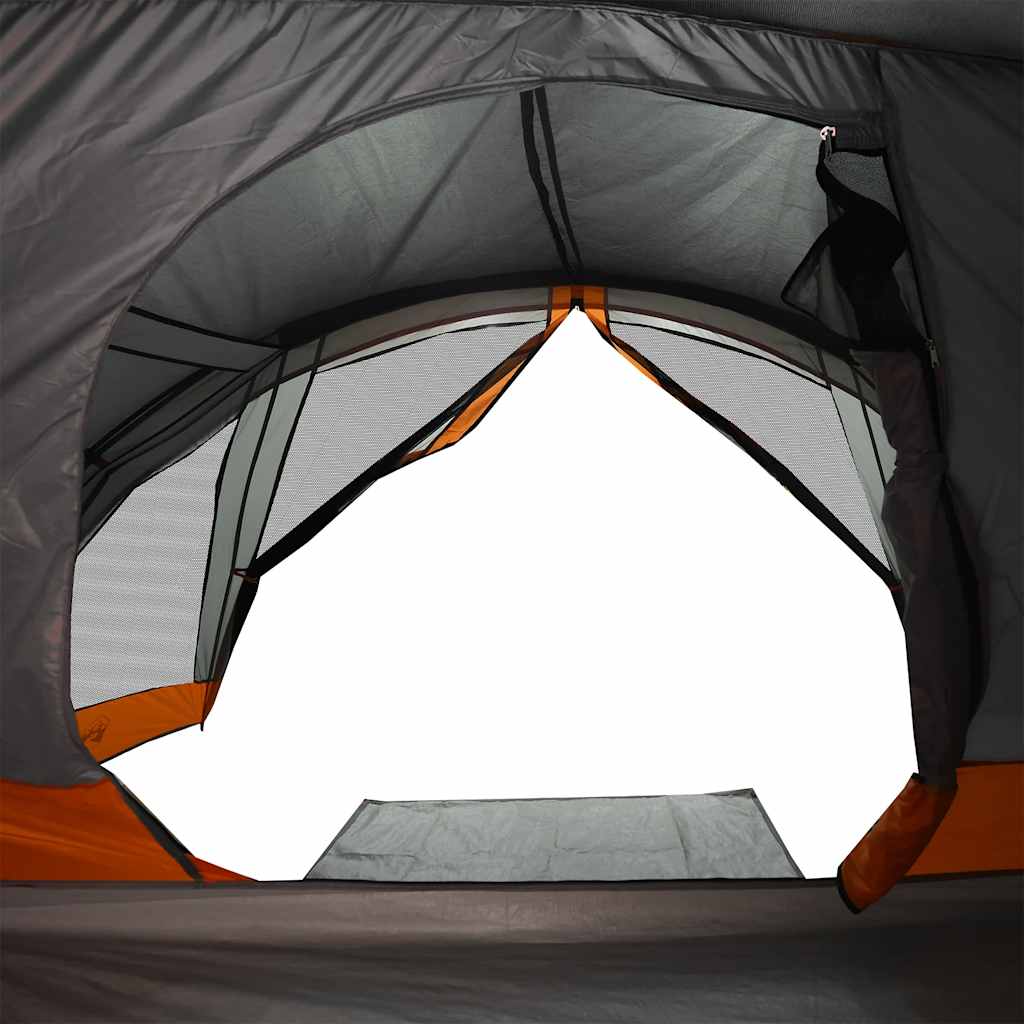 Tenda de campismo cabana p/ 4 pessoas impermeável cinza/laranja