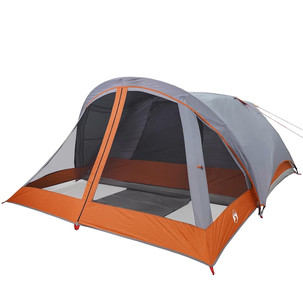 Tenda de campismo cabana p/ 4 pessoas impermeável cinza/laranja