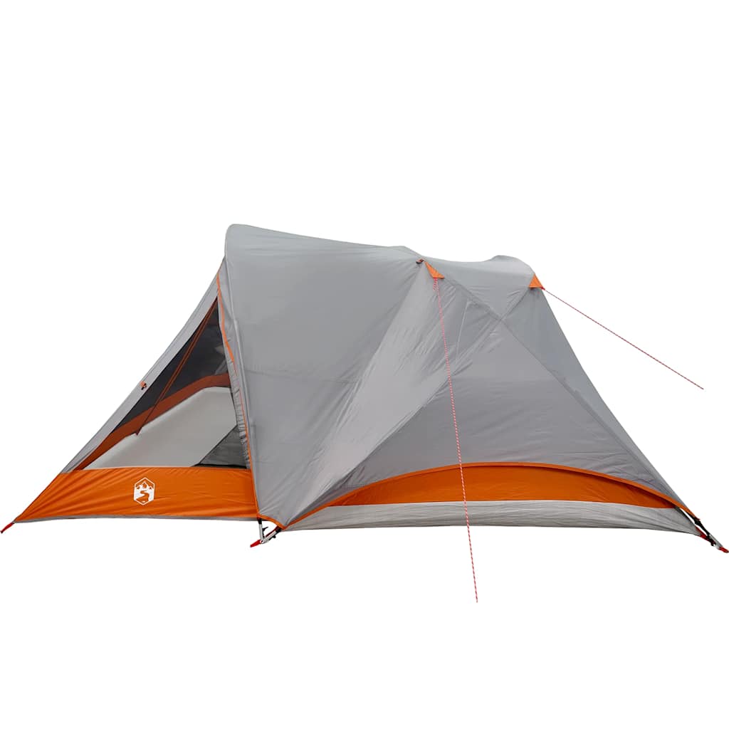 Tenda de campismo cabana p/ 4 pessoas impermeável cinza/laranja