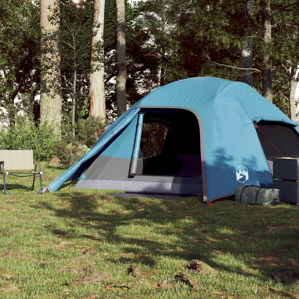 Tenda de campismo cúpula para 4 pessoas impermeável azul