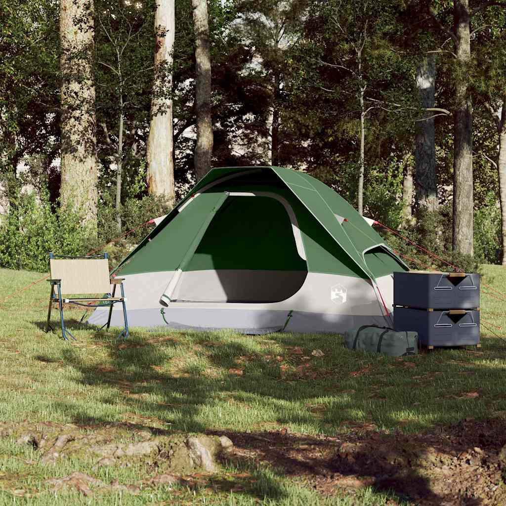 Tenda de campismo cúpula para 2 pessoas impermeável verde